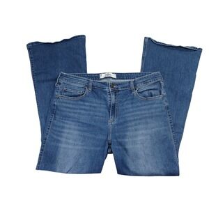 Hollister Curvy High-Rise Flare Jeans Blue Wash Stretch Size 18R W34R 355D3420